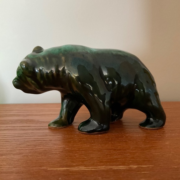 Vintage Evangeline Pottery Ceramic Green Drip Glaze - Bear - Picture 16 of 16